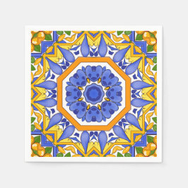 Servilleta De Papel Baldosas mediterráneas, mayólica, siciliana,