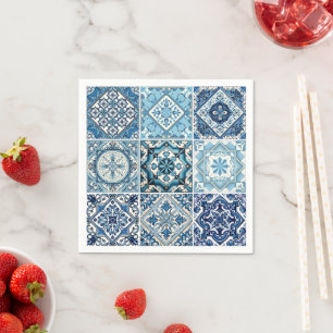 Servilleta De Papel Baldosas mediterráneas, portuguesas, azulejo, mall