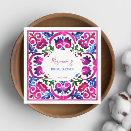 Servilleta De Papel Baldosas mexicanas azules rosadas vajilla para des