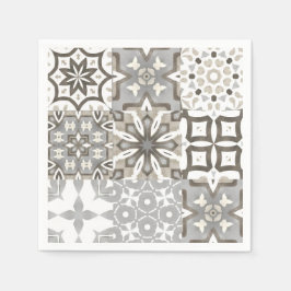 Servilleta De Papel Baldosas neutrales, beige, grises, marroquíes