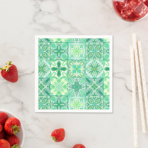 Servilleta De Papel Baldosas orgánicas en blanco y verde