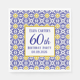 Servilleta De Papel Baldosas portuguesas Azul 60 aniversario Mediterrá