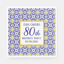 Servilleta De Papel Baldosas portuguesas Azul 80 cumpleaños Mediterrán