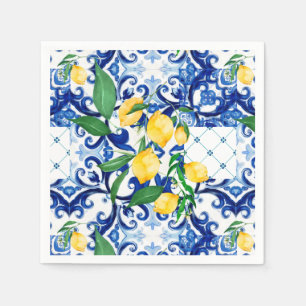 Servilleta De Papel Baldosas sicilianas, limón, mosaico, majólica,
