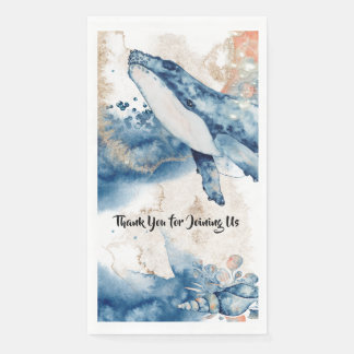 Servilleta De Papel Ballena acuarela océano mamíferos azul naranja chi