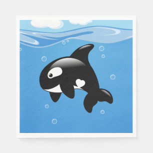 Servilleta De Papel Ballena orca pura en azul