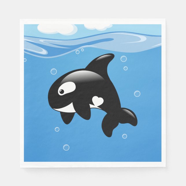 Servilleta De Papel Ballena orca pura en azul (Anverso)