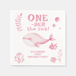 Servilleta De Papel Ballena Rosa Oneder El Mar 1er Cumpleaños 