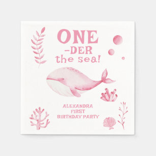 Servilleta De Papel Ballena Rosa Oneder El Mar 1er Cumpleaños 