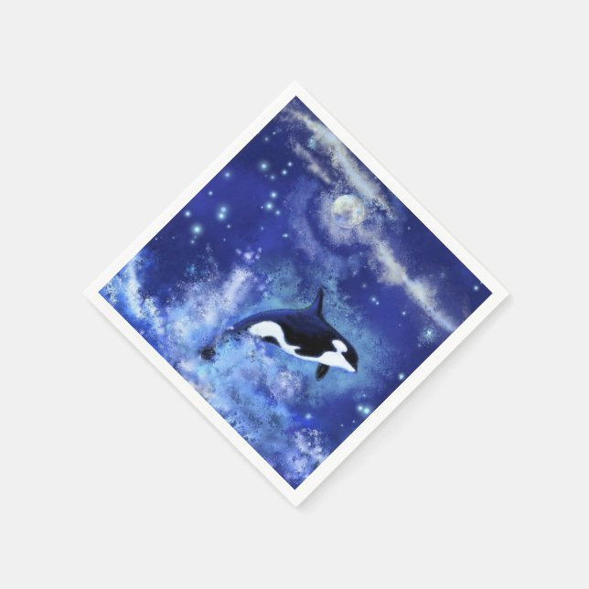 Servilleta De Papel Ballenas asesinas en toallas de luna azul (Borde)