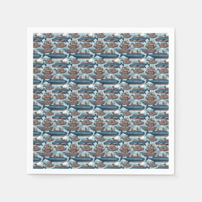 Servilleta De Papel Ballenas de Steampunk (Anverso)