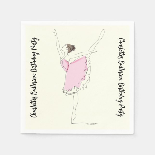 Servilleta De Papel Ballerina Birthday Party (Anverso)