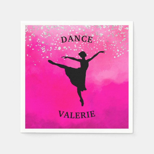 Servilleta De Papel Ballerina Dance Pink Ombre Sparkle (Anverso)