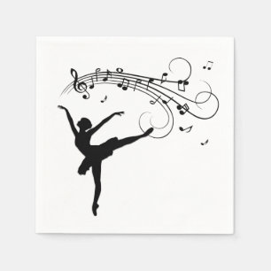 Servilleta De Papel Ballerina Dancing with Music Notes