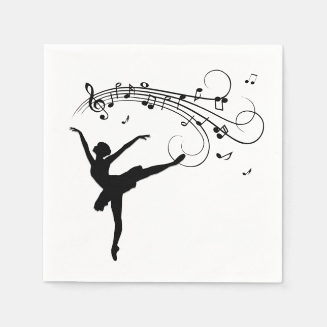 Servilleta De Papel Ballerina Dancing with Music Notes (Anverso)