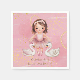 Servilleta De Papel Ballerina de tinta dorada rosada 00th Birthday Par