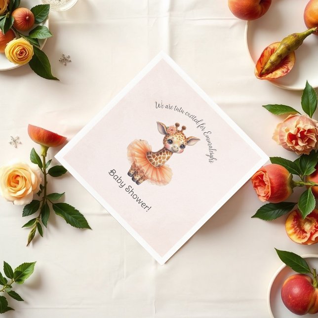 Servilleta De Papel Ballerina Giraffe Tutu Excited Baby Girl Shower (Subido por el creador)