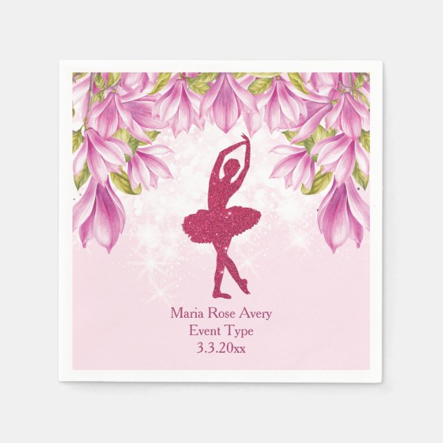 Servilleta De Papel Ballerina Pink Birthday Personalizado (Anverso)