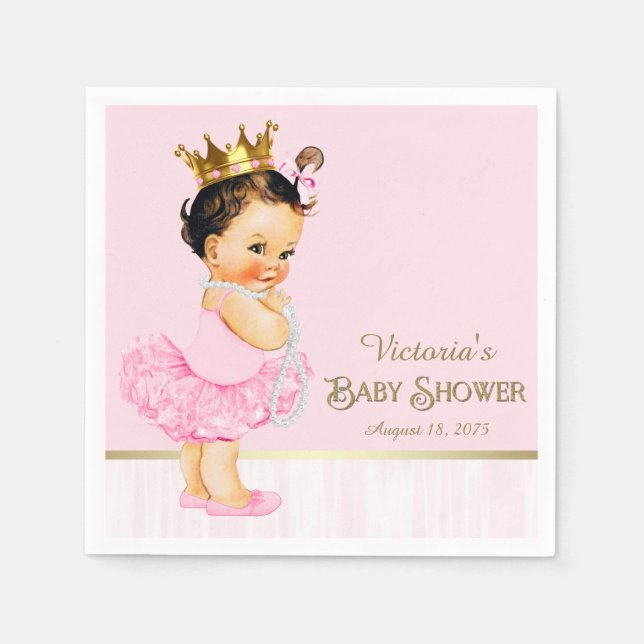 Servilleta De Papel Ballerina Princess Pink Gold Baby Shower (Anverso)