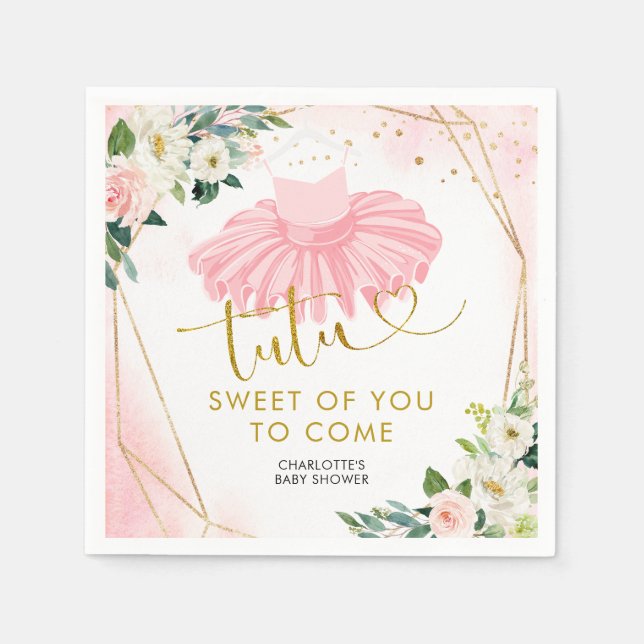 Servilleta De Papel Ballerina Tutu Baby Shower Paper Napkin (Anverso)