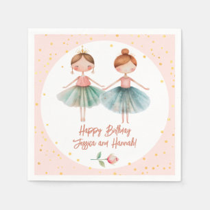 Servilleta De Papel Ballet Ballerina Doble Cumpleaños Rosa