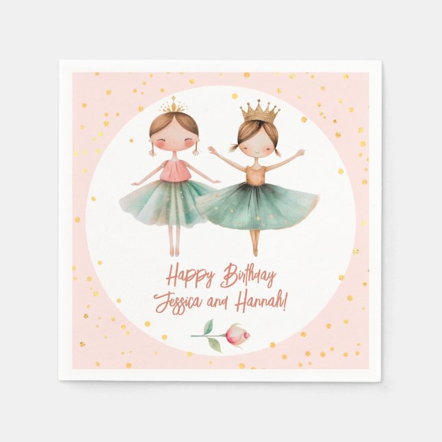 Servilleta De Papel Ballet Ballerina Doble Niños Rosa Cumpleaños (Anverso)