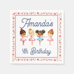 Servilleta De Papel Ballet Chicas Cute Ballerina Cumpleaños