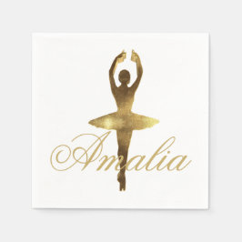 Servilleta De Papel Ballet Fiesta de danza Gold Ballerina Añadir nombr