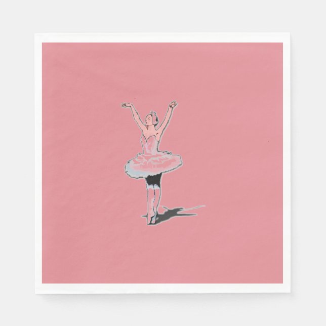 Servilleta De Papel Ballet Tema Ballerina Rosa Chica Cumpleaños (Anverso)