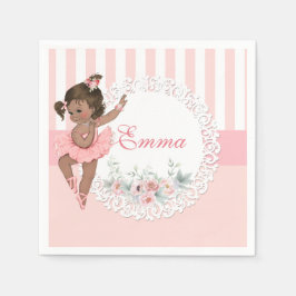 Servilleta De Papel Balletista Falda de tul rosa Rayas Flores Encaje