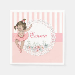 Servilleta De Papel Balletista Tutú Rosa Rayas Flores Encaje