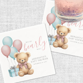 Servilleta De Papel Balloon Teddy Bear Baby Shower