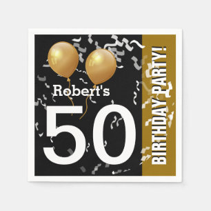 Servilleta De Papel Balloons Confetti 50 cumpleaños o CUALQUIER AÑO 