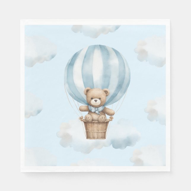 Servilleta De Papel Balón caliente Teddy Bear Neutral Baby Shower Napk (Anverso)