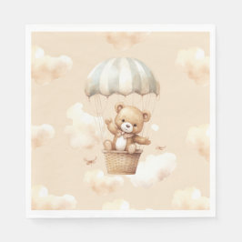Servilleta De Papel Balón caliente Teddy Bear Neutral Baby Shower Napk