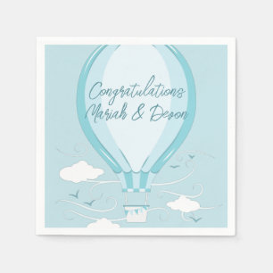 Servilleta De Papel Balón de aire caliente Baby Shower Blue Napkins