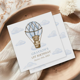 Servilleta De Papel Balón de aire caliente de oso azul Niños primer cu