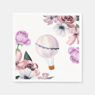Servilleta De Papel Balón de aire caliente floral Travelling Bridal Sh