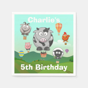 Servilleta De Papel Balón de aire caliente Granja de animales Persona