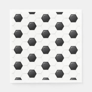 Servilleta De Papel Balón de Fútbol Deportes Blanco Negro Juego Niños 