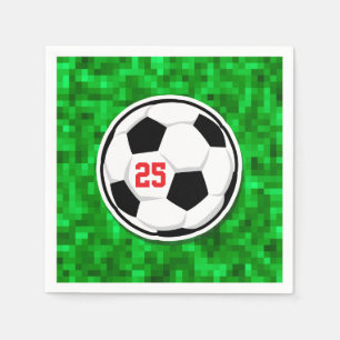 Servilleta De Papel Balón de Fútbol Edad Pixelado Césped Verde Niños