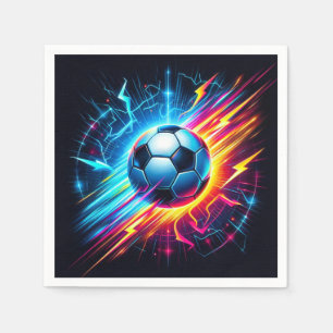 Servilleta De Papel Balón de fútbol eléctrico futurista relámpago