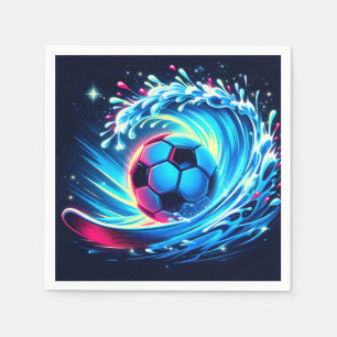 Servilleta De Papel Balón de fútbol futurista de olas de océano