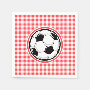 Servilleta De Papel Balón de fútbol; Gingham rojo y blanco