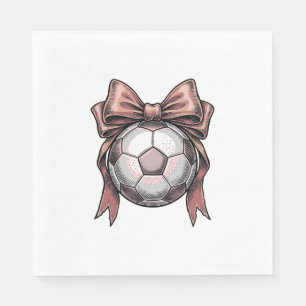 Servilleta De Papel Balón de Fútbol Vintage con Lazo Rosa