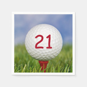 Servilleta De Papel Balón de golf blanco de 21 años en tee rojo