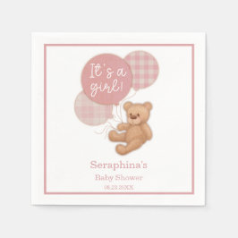 Servilleta De Papel Balón rosa Teddy Bear Baby Shower Napkins