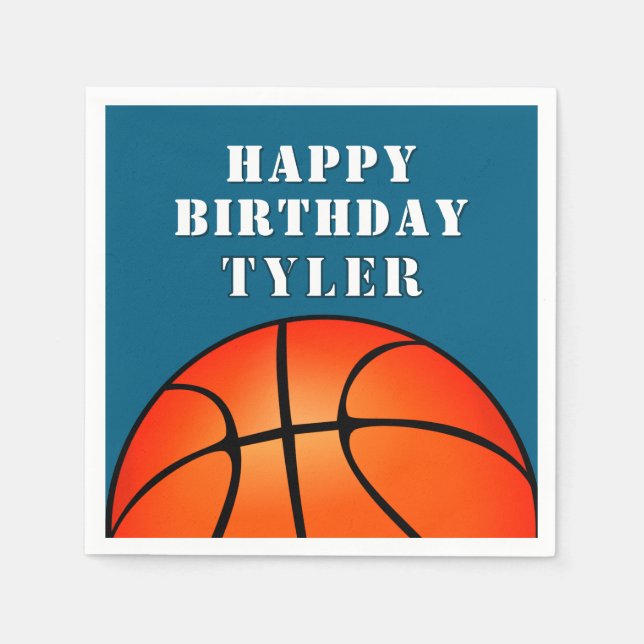 Servilleta De Papel Baloncesto Ball Photo Happy Birday Fiesta (Anverso)