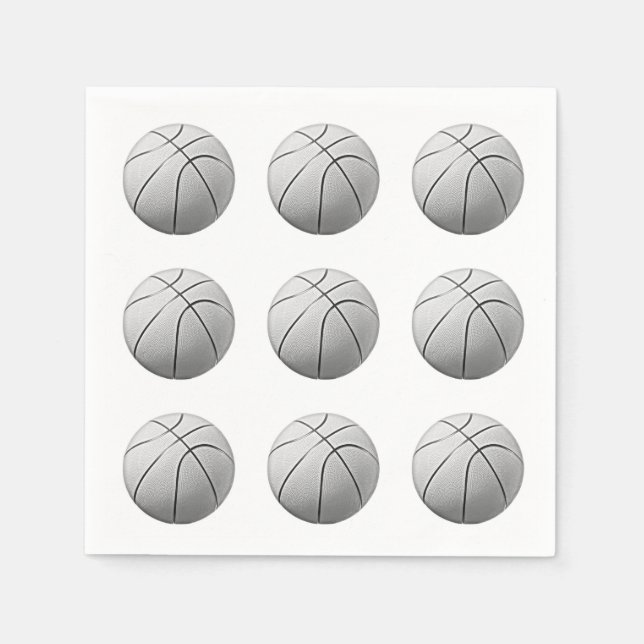 Servilleta De Papel Baloncesto blanco y negro (Anverso)