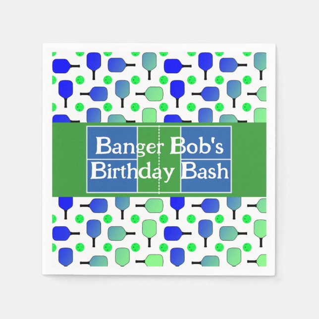 Servilleta De Papel Baloncesto Cumpleaños Blue Green Paddle Ball Banca (Anverso)